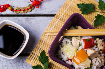 White rice with meat