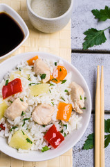 White rice with meat