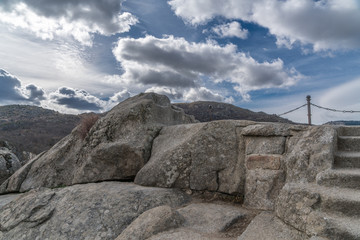 Celtic Vetton sacred space (Nemeton) Altar of sacrifices sculpted in granite rock known as Silla de...