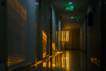 Walkway in the condo with lighting of sunlight background