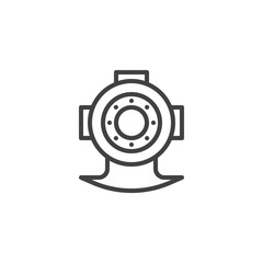 Diving helmet outline icon. linear style sign for mobile concept and web design. simple line vector icon. Symbol, logo illustration. Pixel perfect vector graphics