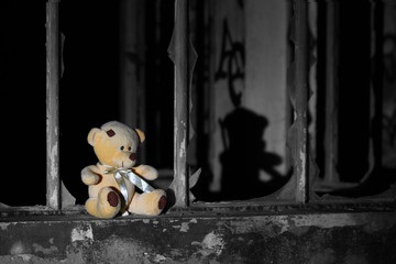 lonely bear in ruine