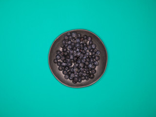 blueberries fruit in bowl, Colorful back ground, Healthy concept