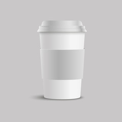 Blank of paper cup on grey background. Vector.