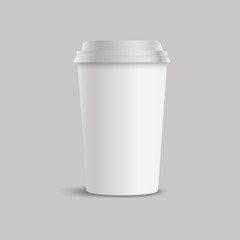 Blank of paper cup on grey background. Vector.