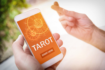 Tarot fortune telling application and crossed fingers
