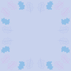 Oak leaves pattern, stripes, scribbles. Hand drawn.