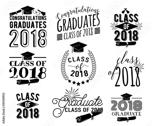 "Graduation wishes overlays labels set. Monochrome ... "Graduation wishes overlays labels set. Monochrome ...