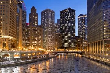 Fotobehang Chicago downtown buildings © blvdone