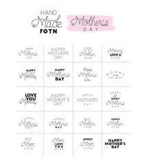 mothers day hand made font set vector illustration design