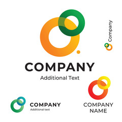 Contour Circles Logo Bright Colorful Modern Identity Brand Icon Symbol Concept Set Template