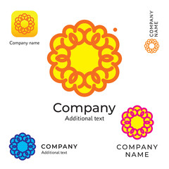 Contour Flower Logo Beauty Modern Identity Brand and App Icon Symbol Concept Set Template