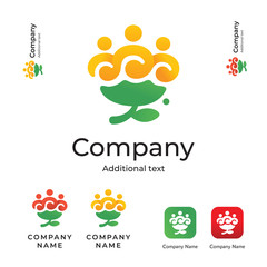 Cute Flower Logo Modern Identity Beautiful Brand Commercial and App Icon Symbol Concept Set Template