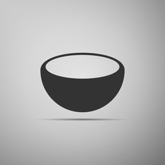 Bowl icon isolated on grey background. Flat design. Vector Illustration