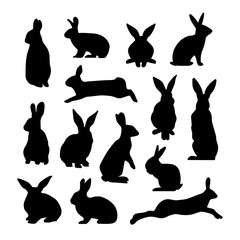Fototapeta premium Viele Hasen Silhouetten Set