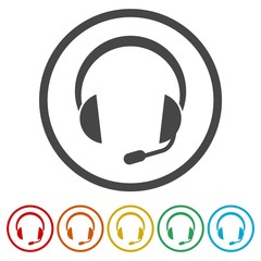 Headphone icon vector, 6 Colors Included