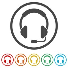 Headphone icon vector, 6 Colors Included