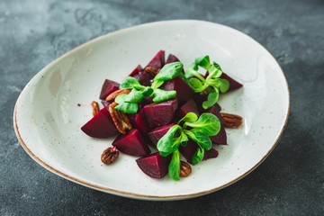 Vegetarian salad made of beet. Natural diet food