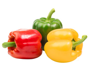 fresh sweet peppers isolated on white background.