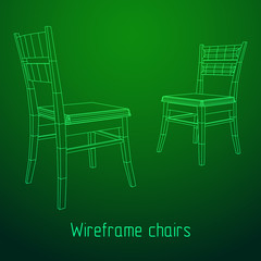 Chair with backrest wireframe low poly mesh vector illustration