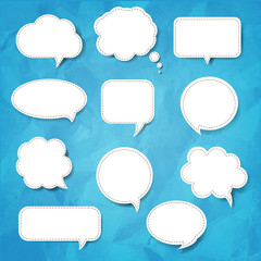 Speech Bubble Set Blue Background