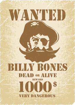 Pirates. Wanted Poster Template. Pirate Children's Party