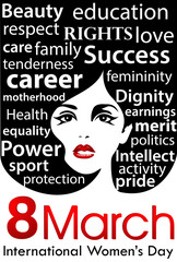 Women's Day poster. 8 March international women's day.