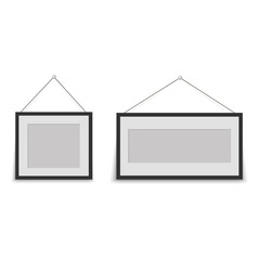 Photo frame with hanger on white background. Vector