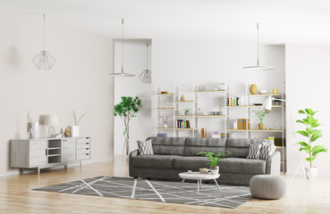 Interior of modern apartment 3d rendering