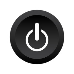 Black and white power button icon. Vector illustration