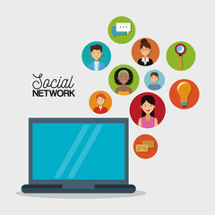 laptop with people cartoon vector illustration graphic design