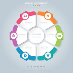 Pie infographic  template  the concept is option step with  full color icon can be used for diagram  info graphic chart  business presentation or web , Vector design element  illustration