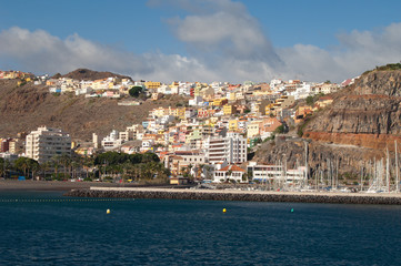 Fototapeta na wymiar Coast and city of Los Cristianos. Arona. Tenerife. Canary Islands. Spain.