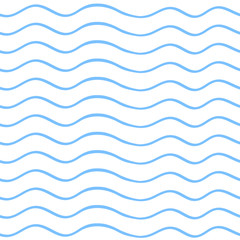 Seamless background of blue wavy lines. Vector illustration.