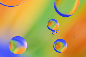 Close up Water drops with Rainbow colorful