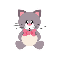 cartoon cute cat sitting with tie 