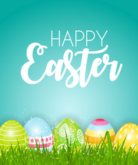Happy Easter Cute Background with Eggs. Vector Illustration EPS10