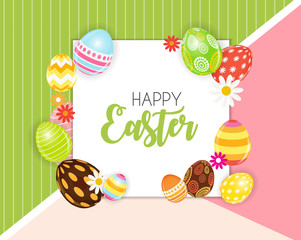 Happy Easter Cute Background with Eggs. Vector Illustration EPS10