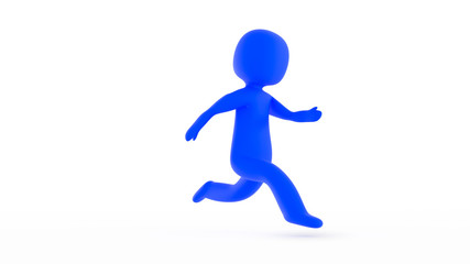 Blue figure running 