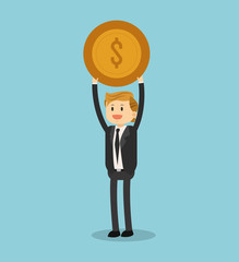 Businessman with coin vector illustration graphic design