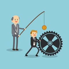 Boss exploiting worker for minimum salary vector illustration graphic design