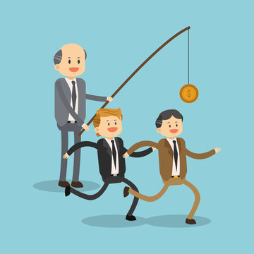 Boxx motivating his workers vector illustration graphic design