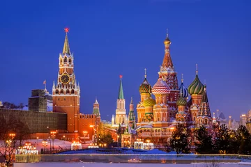 Washable wall murals Moscow St. Basil's Cathedral and Spassky Tower