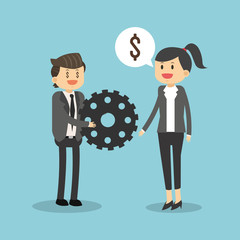 Business teamwork with gears vector illustration graphic design