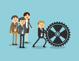 Business teamwork with gears vector illustration graphic design