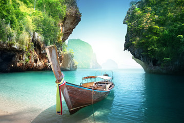 boat on the beach , Krabi province, Thailand