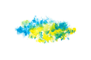 Abstract blue and yellow watercolor painted background