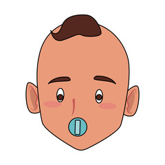 Cute baby face cartoon icon vector illustration graphic design