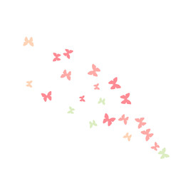 Spring Background with Colorful Butterflies. Simple Feminine Pattern for Card, Invitation, Print. Trendy Decoration with Beautiful Butterfly Silhouettes. Vector Background with Moth