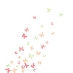 Spring Background with Colorful Butterflies. Simple Feminine Pattern for Card, Invitation, Print. Trendy Decoration with Beautiful Butterfly Silhouettes. Vector Background with Moth